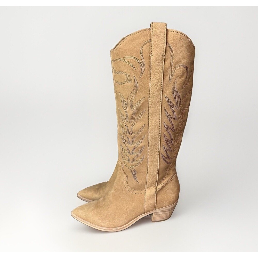 Dolce Vita Womens Cowboy Boots Size 10 Tan Knee High Western Pointed Toe